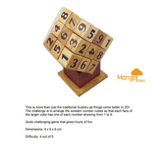 Load image into Gallery viewer, Sudoku 3 dimensional cube- wooden sudoku, coding puzzle, sudoku puzzle, table game, gift for mom, gift for dad