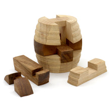 Load image into Gallery viewer, Wooden brain teaser puzzle, 3D wood puzzle, handmade- The Barrel challenge