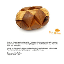 Load image into Gallery viewer, Brain teaser puzzle 3D hand made - Football round natural wood for kids or adults