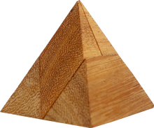 Load image into Gallery viewer, Triangle Pyramid wood 4 piece puzzle 3D hand made wooden Puzzles - mini size for kids or adults