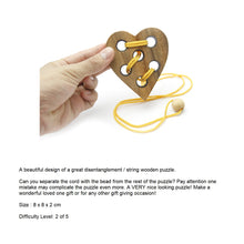 Load image into Gallery viewer, Brain teaser String 3D puzzle, Only One Love Puzzle, challenge handmade brain teaser wood brain teaser,
