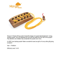 Load image into Gallery viewer, Brain teaser String 3D puzzle, untangle the mouse challenge, wood brain teaser, 3D puzzle