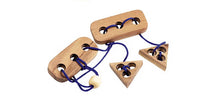 Load image into Gallery viewer, Brain teaser String 3D puzzle, wood puzzle, 2 Triangle challenge handmade brain teaser, wood brain teaser, 3D puzzle