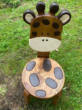 Load image into Gallery viewer, Children’s wooden chair Giraffe themed with solid backrest