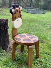 Load image into Gallery viewer, Children’s wooden chair Giraffe themed with solid backrest