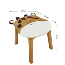 Load image into Gallery viewer, Kids Wooden Table + 2 Chairs Set Giraffe Design Carved Timber Children Furniture.