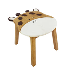 Load image into Gallery viewer, Kids Wooden Table + 2 stools Set Giraffe & Sheep themed- hand carved Timber Children Furniture