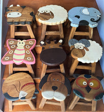 Load image into Gallery viewer, Kids Chair Wooden Stool Animal COW Theme Children’s Chair and Toddlers Stepping Stool.