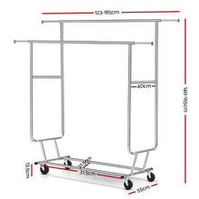 Load image into Gallery viewer, Artiss 6FT Double Rail Clothes Rack Coat Stand Adjustable Garment Rolling Hanger