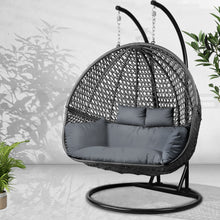 Load image into Gallery viewer, Gardeon Outdoor Double Hanging Swing Chair - Black