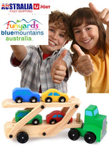 Load image into Gallery viewer, Kids wooden truck toy (Pine) 6 wheels plus movable tray and cars
