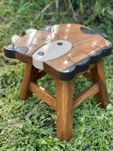 Load image into Gallery viewer, Kids Chair Wooden Stool Animal COW Theme Children’s Chair and Toddlers Stepping Stool.
