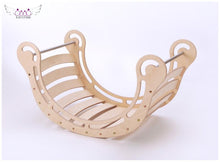 Load image into Gallery viewer, XXL JUMBO Natural Rocker Montessori Swing Rocker with climbing RAMP + Slide combo for kids, Rocker board, indoor play.