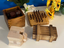 Load image into Gallery viewer, Brainteaser puzzle bundle set of 4 puzzles, wood handmade-save 60% on individual costs