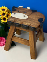 Load image into Gallery viewer, Kids Chair Wooden Stool Animal COW Theme Children’s Chair and Toddlers Stepping Stool.