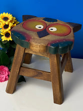 Load image into Gallery viewer, Kids Chair Wooden Stool Animal OWL Theme Children’s Chair and Toddlers Stepping Stool.