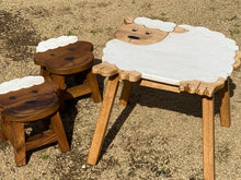 Load image into Gallery viewer, Children’s wooden table and chair stools set Shaun the Sheep theme