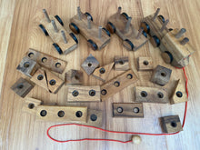 Load image into Gallery viewer, Wooden Train 3 carriages 20 wooden puzzle shapes with pull along string