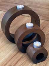 Load image into Gallery viewer, Candle holder set of 3 concentric wooden designed stye