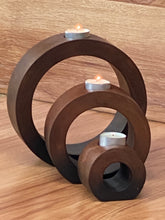 Load image into Gallery viewer, Candle holder set of 3 concentric wooden designed stye