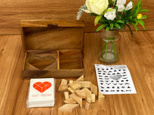 Load image into Gallery viewer, Logic Heart shaped Tangram Set with Play Cards Wooden Puzzle Game