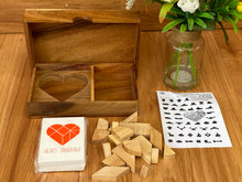 Load image into Gallery viewer, Logic Heart shaped Tangram Set with Play Cards Wooden Puzzle Game