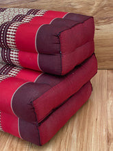 Load image into Gallery viewer, Thai kapok cushion3-Fold Zafu Meditation Cushion Set Thai Kapok Filled Floor Mat-RED.
