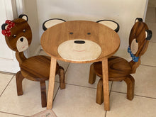 Load image into Gallery viewer, Children's furniture Set Bear Table and 2 Chairs -natural wood handmade and solid build