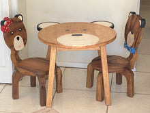 Load image into Gallery viewer, Children's furniture Set Bear Table and 2 Chairs -natural wood handmade and solid build