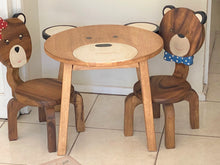 Load image into Gallery viewer, Children's furniture Set Bear Table and 2 Chairs -natural wood handmade and solid build
