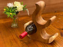 Load image into Gallery viewer, Wine Rack Carved Wood 3 bottle Wine Storage-Acacia Wood handcrafted