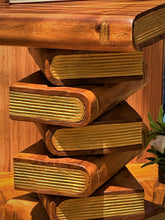 Load image into Gallery viewer, Side Table, corner Stool, Plant Stand Raintree Wood Natural Finish-Book Stack stool Gold pages