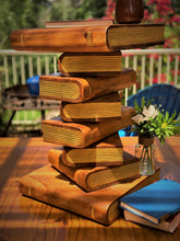 Load image into Gallery viewer, Side Table, corner Stool, Plant Stand Raintree Wood Natural Finish-Book Stack stool Gold pages
