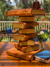 Load image into Gallery viewer, Side Table, corner Stool, Plant Stand Raintree Wood Natural Finish-Book Stack stool Gold pages