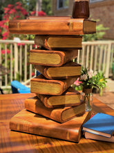 Load image into Gallery viewer, Side Table, corner Stool, Plant Stand Raintree Wood Natural Finish-Book Stack stool Gold pages