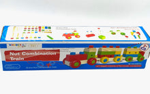 Load image into Gallery viewer, Wooden Train Nut Combination with Puzzle Shapes Stacking Train-52 pieces.