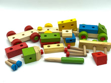 Load image into Gallery viewer, Wooden Train Nut Combination with Puzzle Shapes Stacking Train-52 pieces.