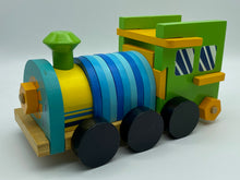 Load image into Gallery viewer, Wooden Train Toy with Puzzle Shapes for building and imaginative play