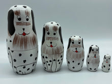 Load image into Gallery viewer, Wooden dog-themed nesting dolls 5 pcs