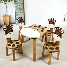 Load image into Gallery viewer, Kids Wooden Table + 2 Chairs Set Giraffe Design Carved Timber Children Furniture