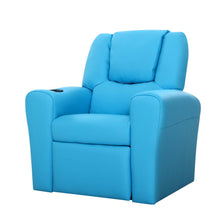 Load image into Gallery viewer, Keezi Kids Recliner Chair Blue PU Leather Sofa Lounge Couch Children Armchair