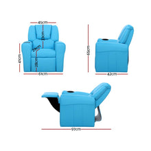 Load image into Gallery viewer, Keezi Kids Recliner Chair Blue PU Leather Sofa Lounge Couch Children Armchair