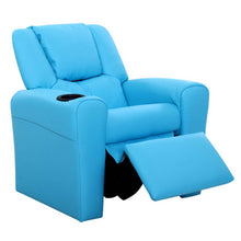 Load image into Gallery viewer, Keezi Kids Recliner Chair Blue PU Leather Sofa Lounge Couch Children Armchair