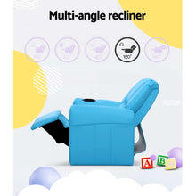 Load image into Gallery viewer, Keezi Kids Recliner Chair Blue PU Leather Sofa Lounge Couch Children Armchair