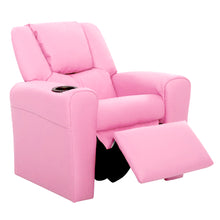 Load image into Gallery viewer, Keezi Kids Recliner Chair Pink PU Leather Sofa Lounge Couch Children Armchair