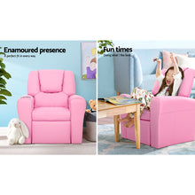 Load image into Gallery viewer, Keezi Kids Recliner Chair Pink PU Leather Sofa Lounge Couch Children Armchair
