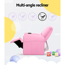 Load image into Gallery viewer, Keezi Kids Recliner Chair Pink PU Leather Sofa Lounge Couch Children Armchair