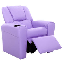 Load image into Gallery viewer, Keezi Kids Recliner Chair Purple PU Leather Sofa Lounge Couch Children Armchair