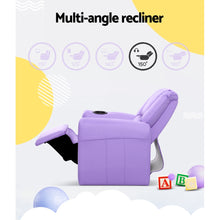 Load image into Gallery viewer, Keezi Kids Recliner Chair Purple PU Leather Sofa Lounge Couch Children Armchair