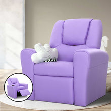 Load image into Gallery viewer, Keezi Kids Recliner Chair Purple PU Leather Sofa Lounge Couch Children Armchair